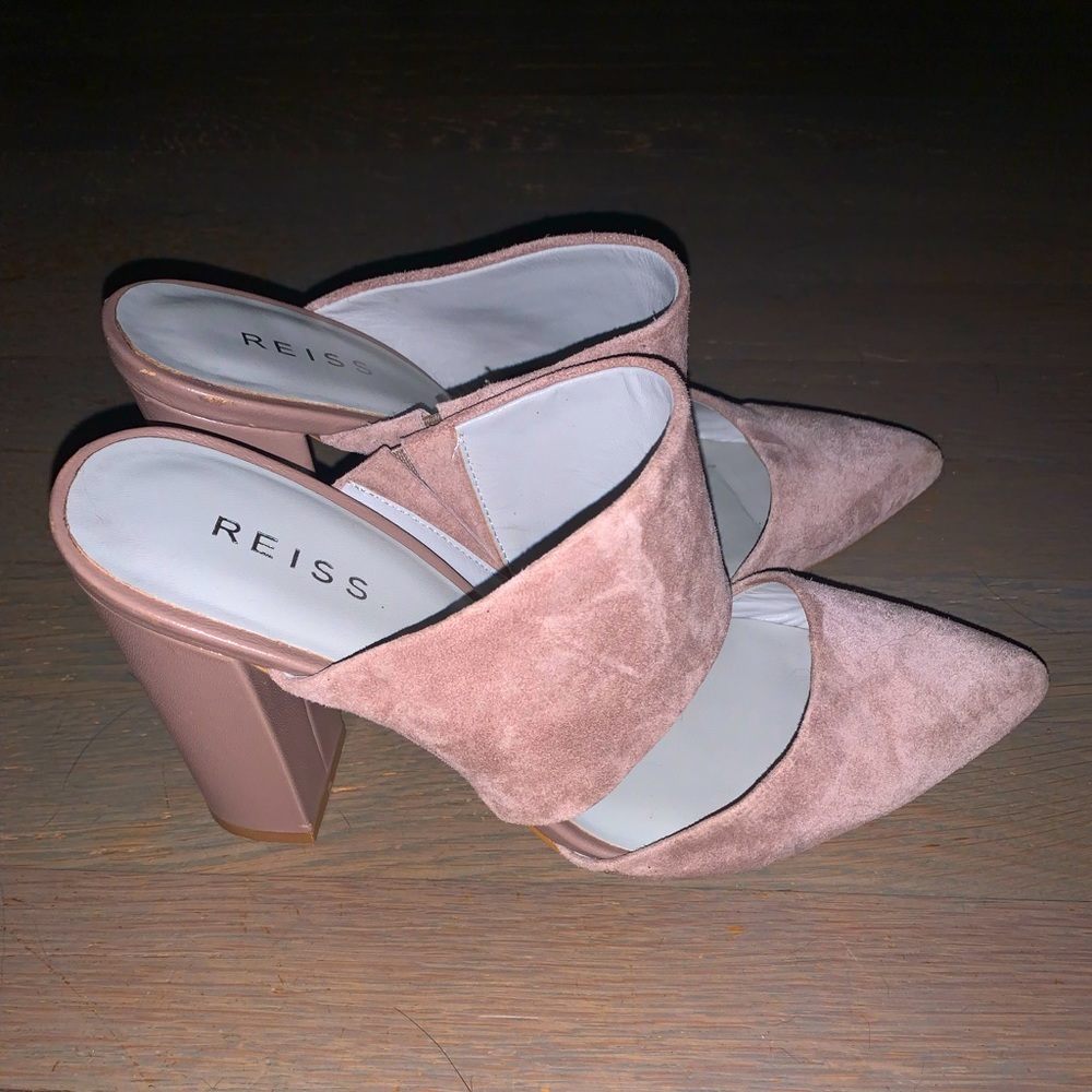 Reiss Pink Suede slip on heels